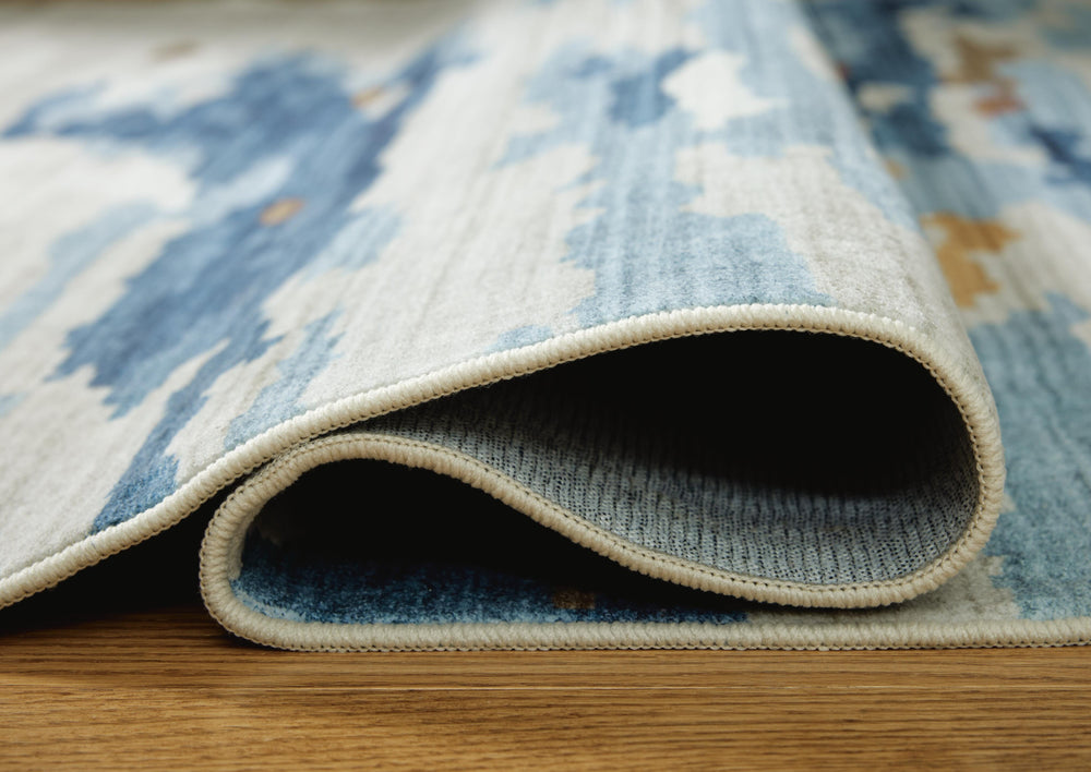 Vinlett 5' x 7' Washable Rug - Blue (4)