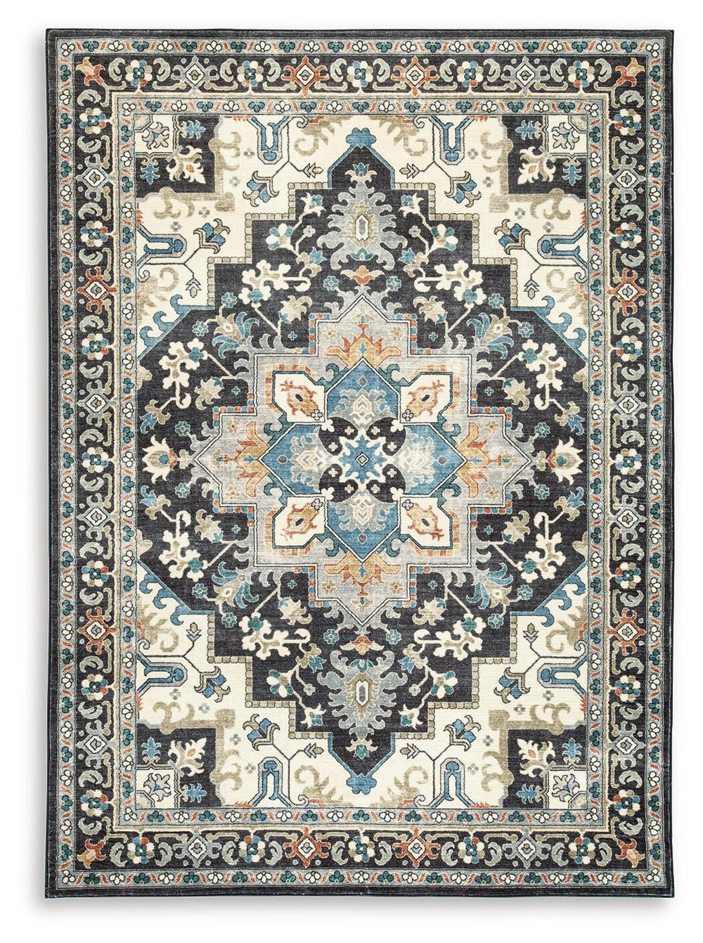 Leningston 8' x 10' Washable Rug - Black (1)