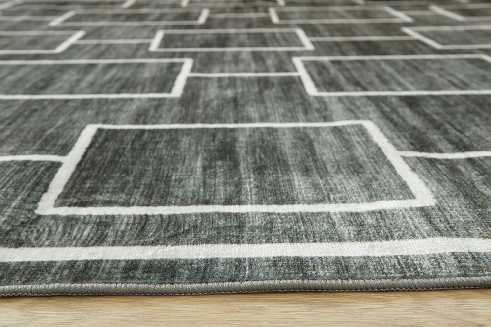 Elderland Washable 7'6" x 9'6" Area Rug - Black (3)