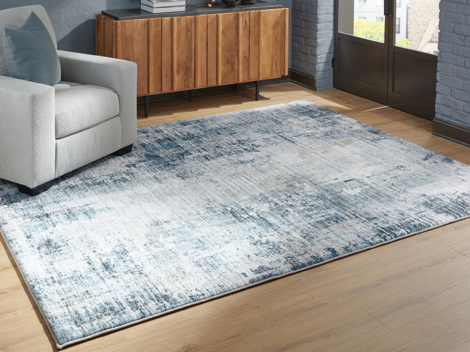 Arlenmont 7'6" X 9'6" Memory Foam Area Rug - Blue (2)