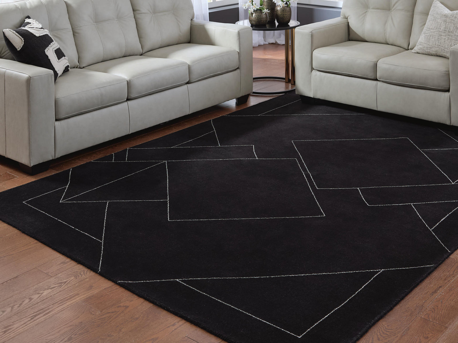 Marav 7'8" x 10' Area Rug - Black (2)