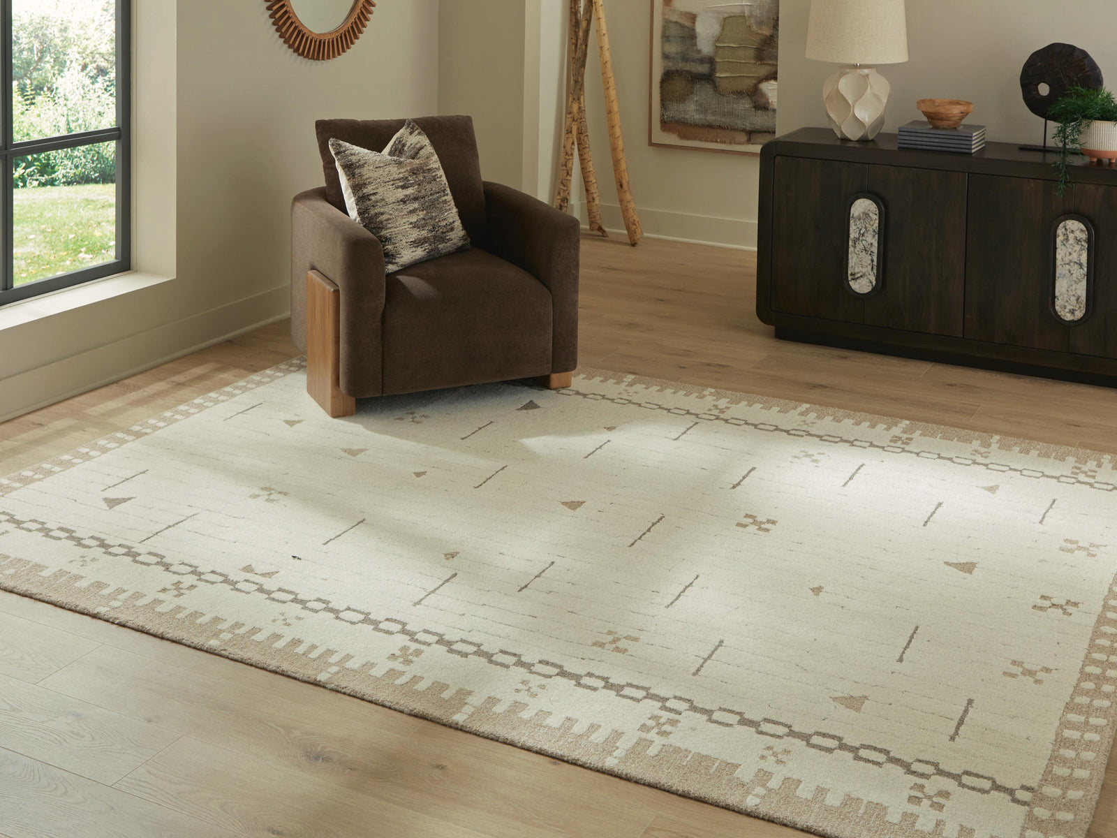Dot 7'8" x 10' Area Rug - Light Brown (2)