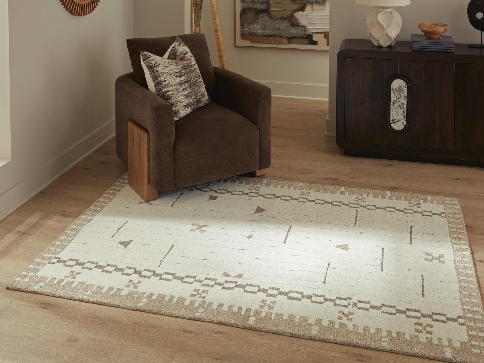 Dot 5' x 7' Area Rug - Light Brown (2)