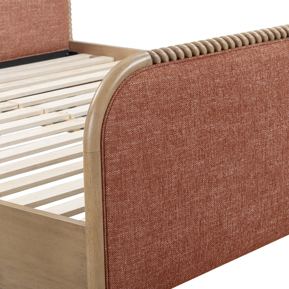 Hatia Sienna Red Basketweave Panel Bed - Queen