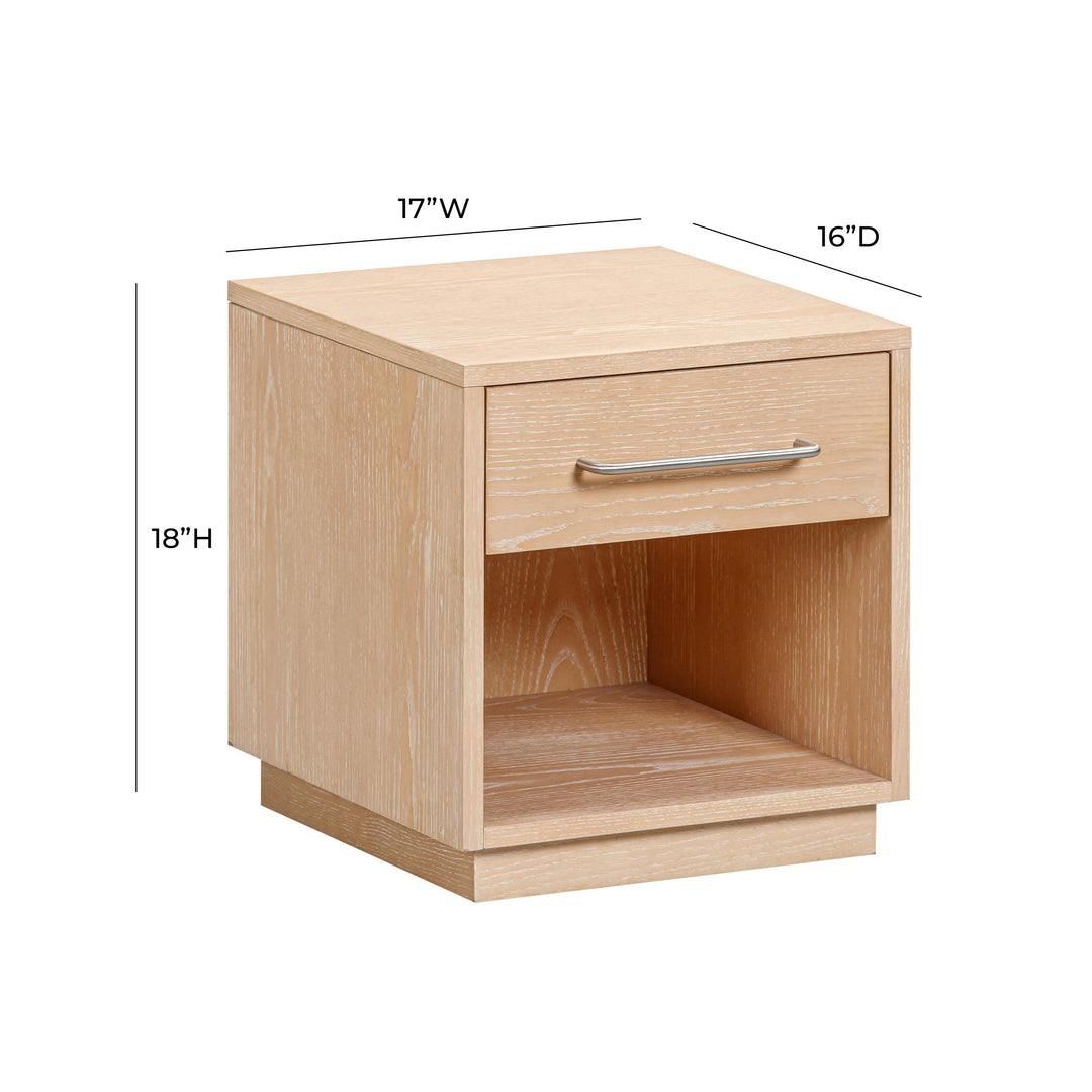 Marlow 17" Natural Wood Nightstand With Drawer