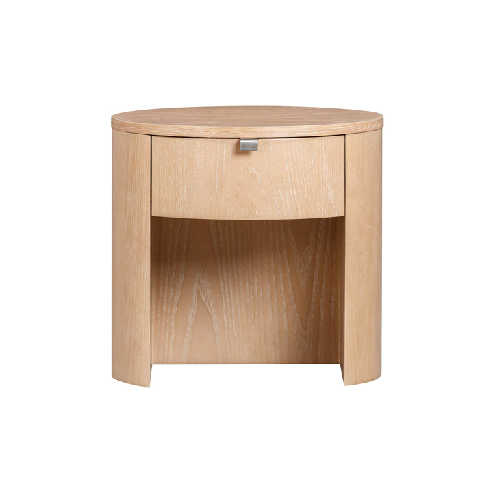 Marlow 19" Natural Wood Round Nightstand With Drawer