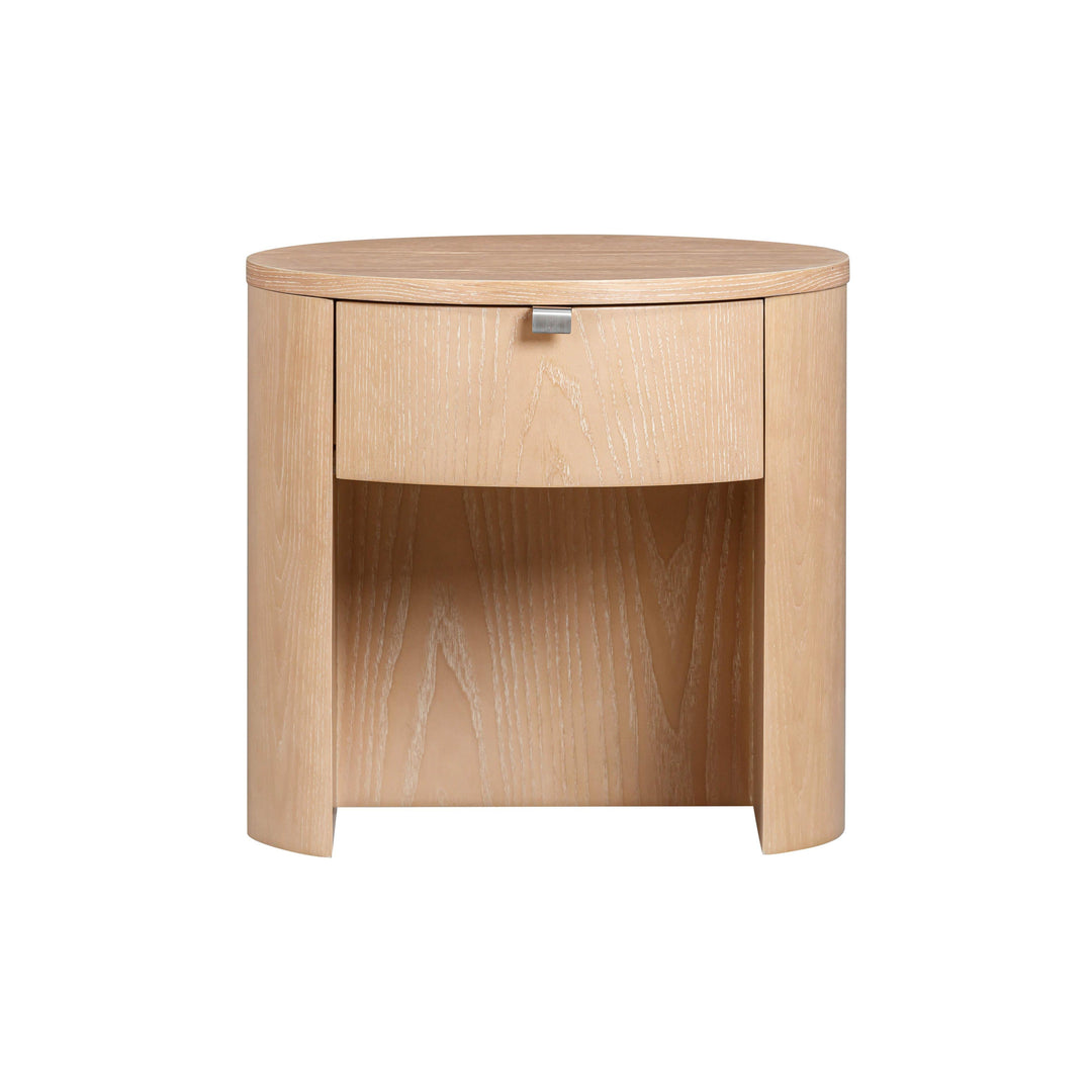 Marlow 19" Natural Wood Round Nightstand With Drawer