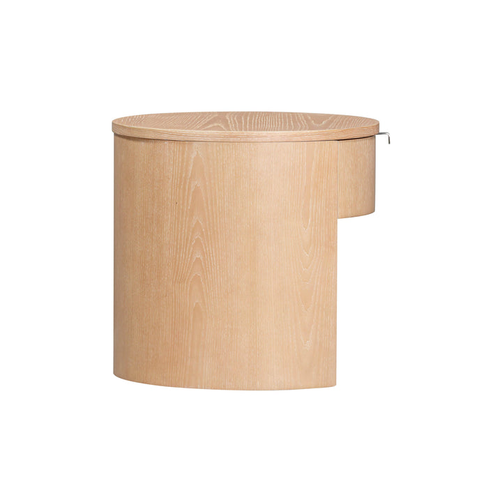 Marlow 19" Natural Wood Round Nightstand With Drawer