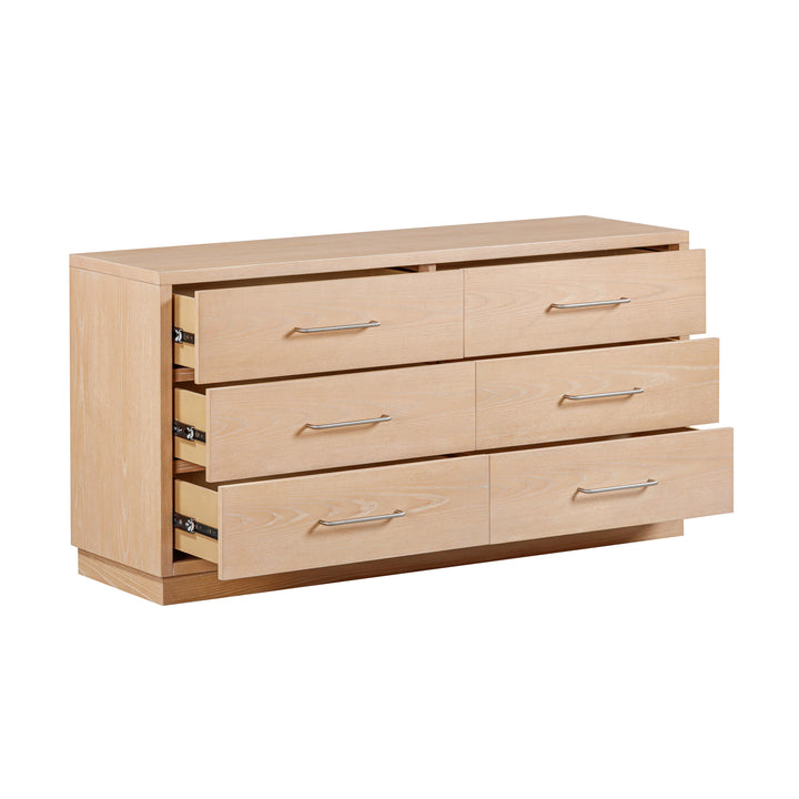 Marlow 60" Natural Wood 6-Drawer Dresser