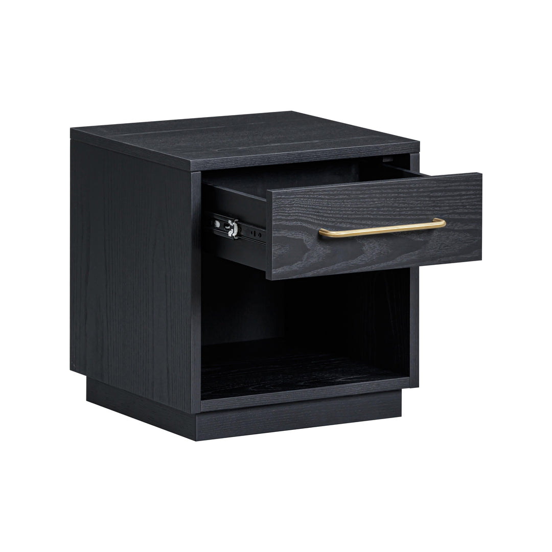 Marlow 17" Black Wood Nightstand With Drawer