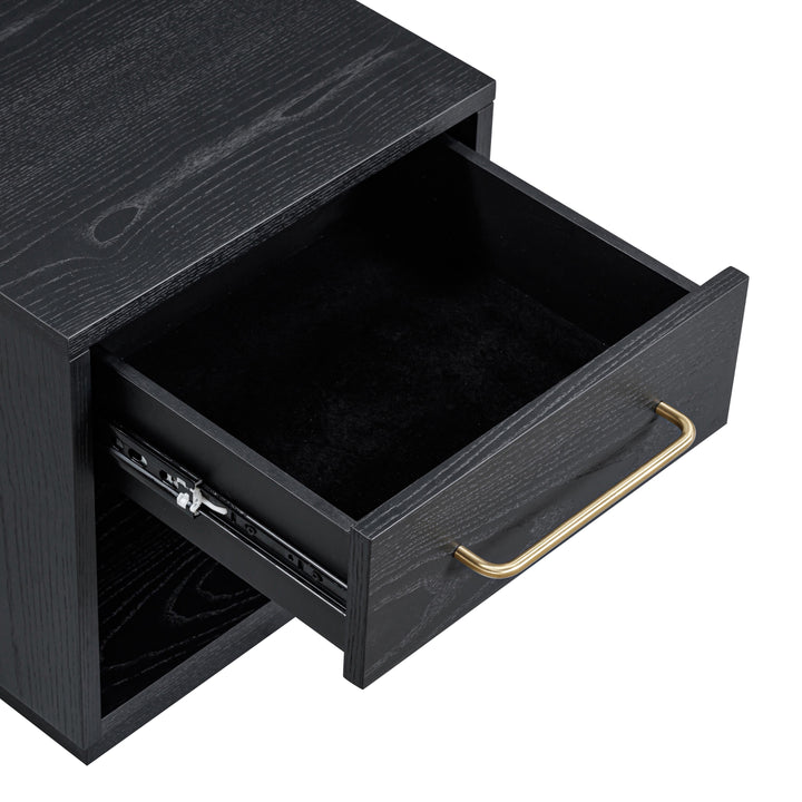 Marlow 17" Black Wood Nightstand With Drawer