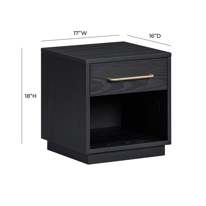 Marlow 17" Black Wood Nightstand With Drawer