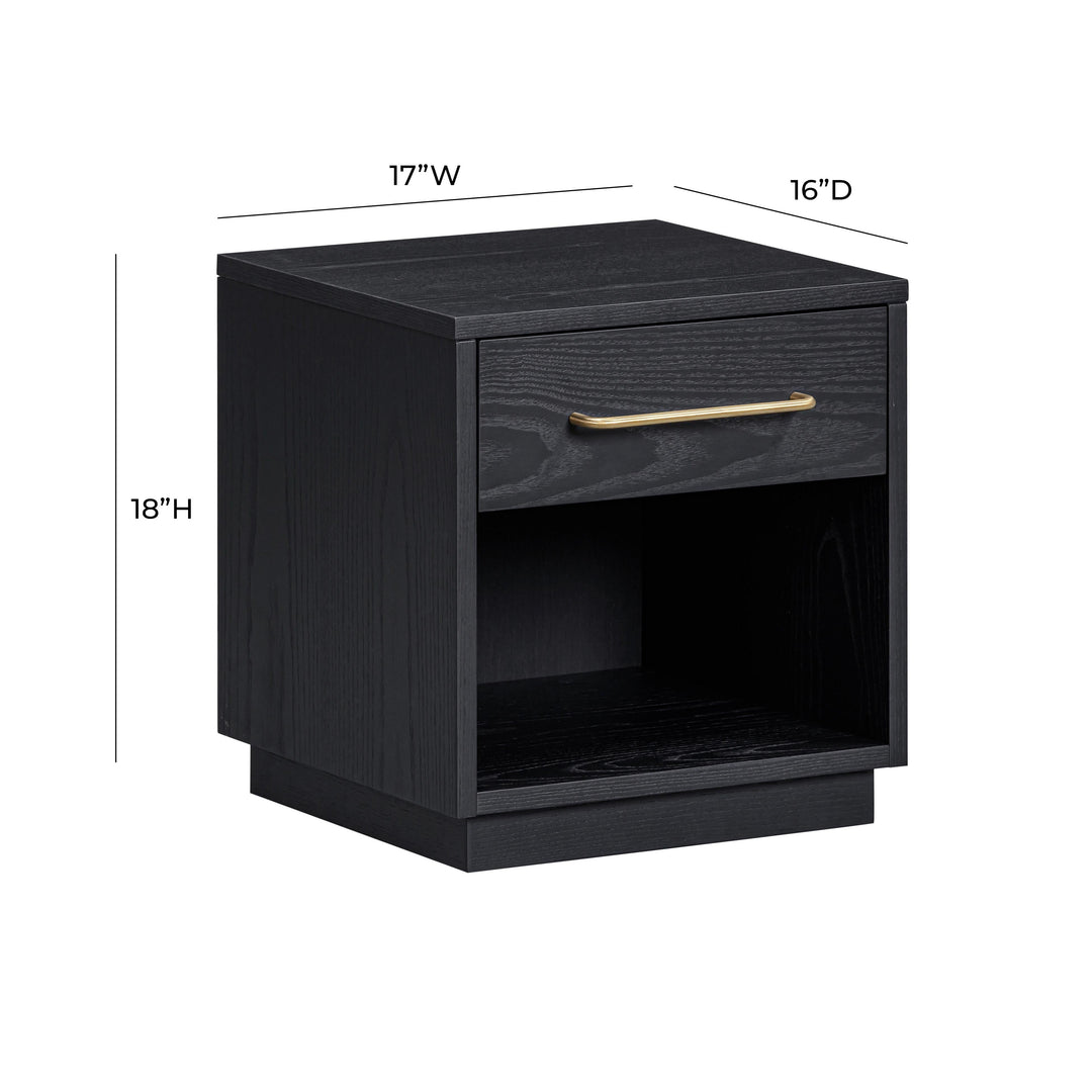 Marlow 17" Black Wood Nightstand With Drawer