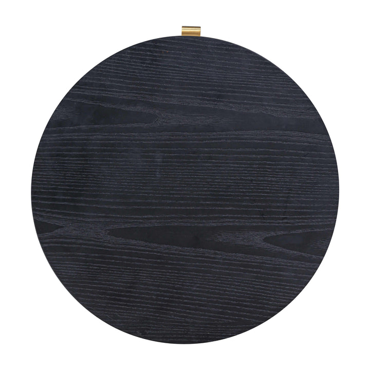 Marlow 19" Black Wood Round Nightstand With Drawer