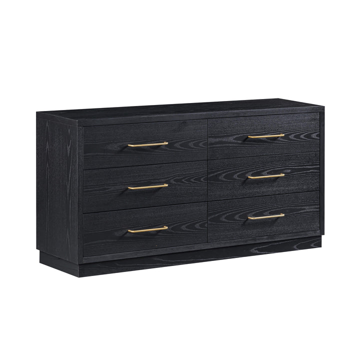Marlow 60" Black Wood 6-Drawer Dresser