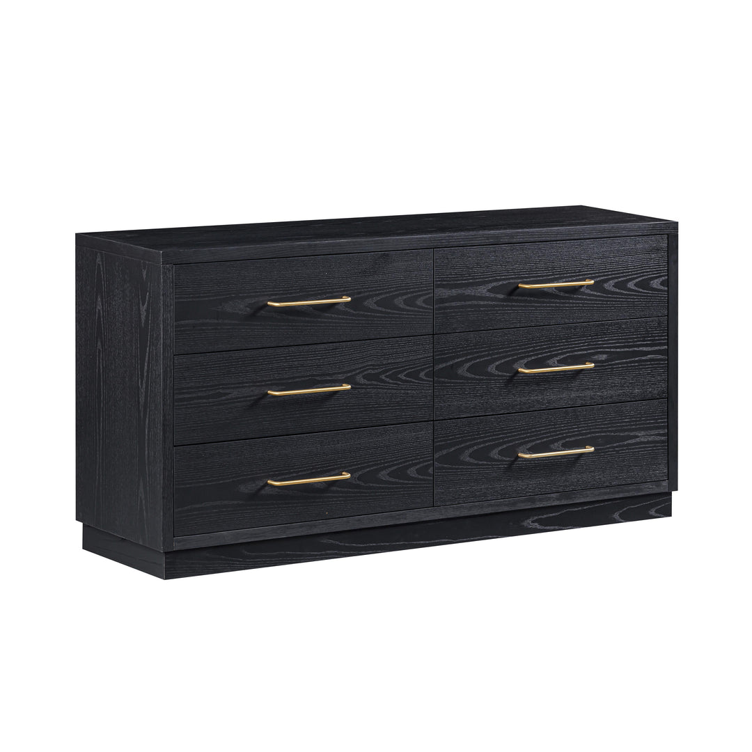 Marlow 60" Black Wood 6-Drawer Dresser