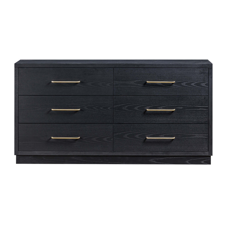 Marlow 60" Black Wood 6-Drawer Dresser