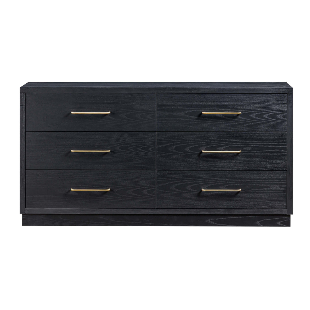 Marlow 60" Black Wood 6-Drawer Dresser