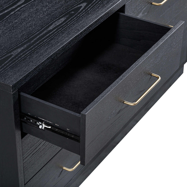 Marlow 60" Black Wood 6-Drawer Dresser