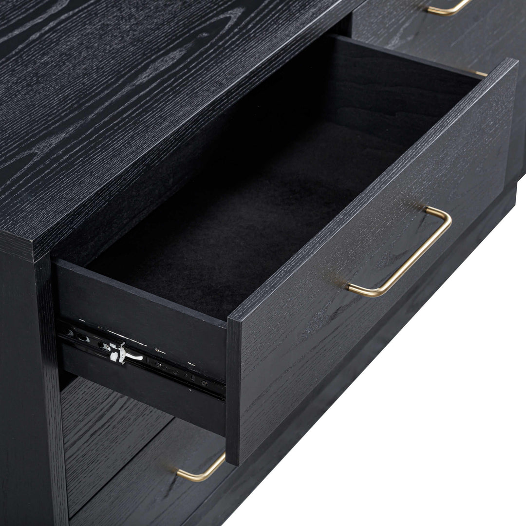 Marlow 60" Black Wood 6-Drawer Dresser
