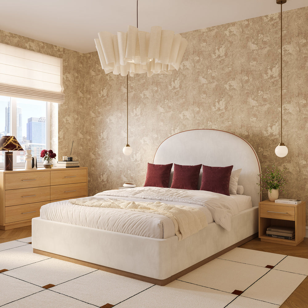 Marlow Cream Performance Velvet Bed - Queen