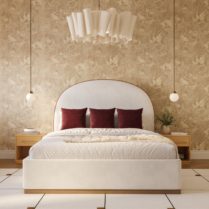 Marlow Cream Performance Velvet Bed - King