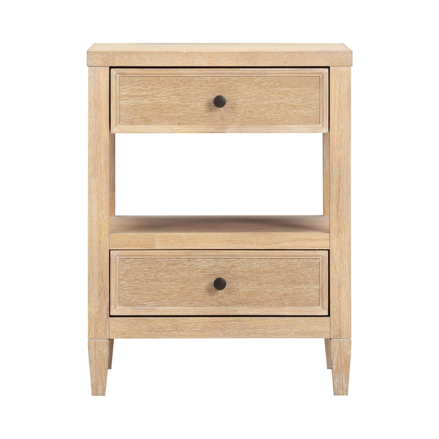 TOV Furniture Bristol Park 20" Whitewashed Oak Wood 2-Drawer Nightstand