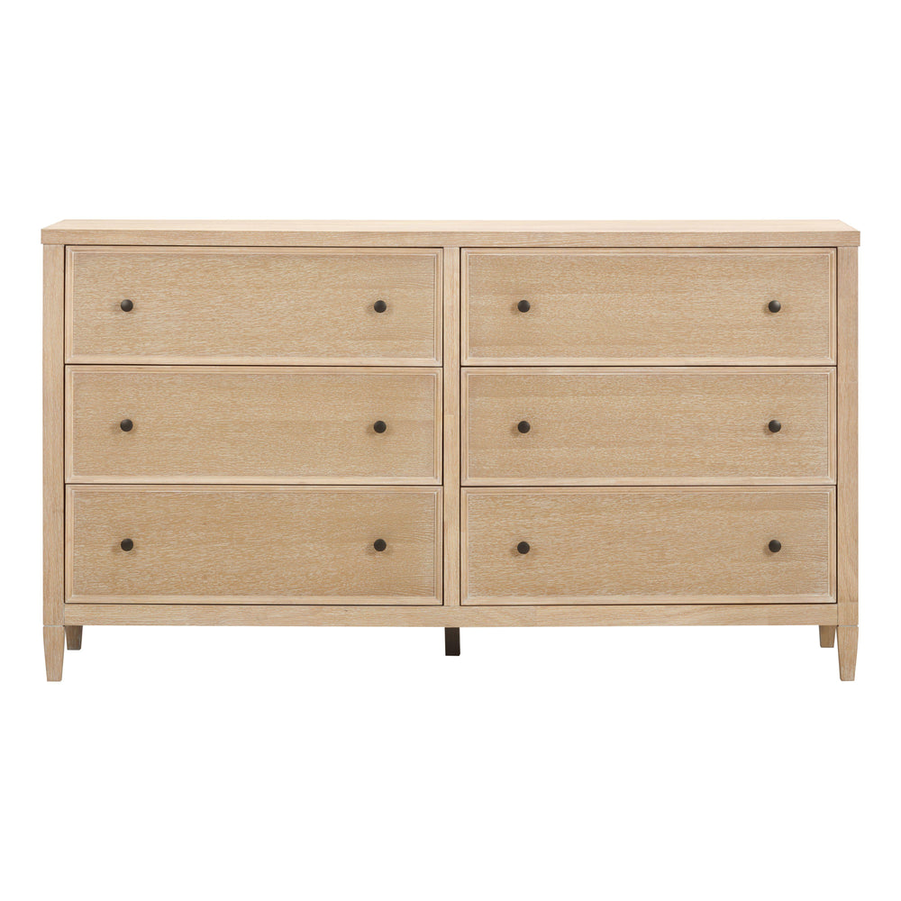 Bristol Park 62" Natural Oak Wood 6-Drawer Dresser