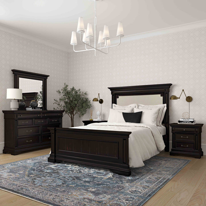Stamford Brown Wooden Upholstered Bed - Queen