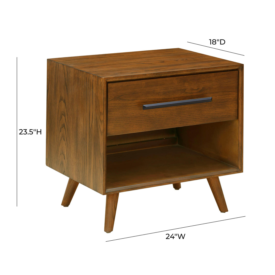 Emery 24" Walnut 1-Drawer Nightstand