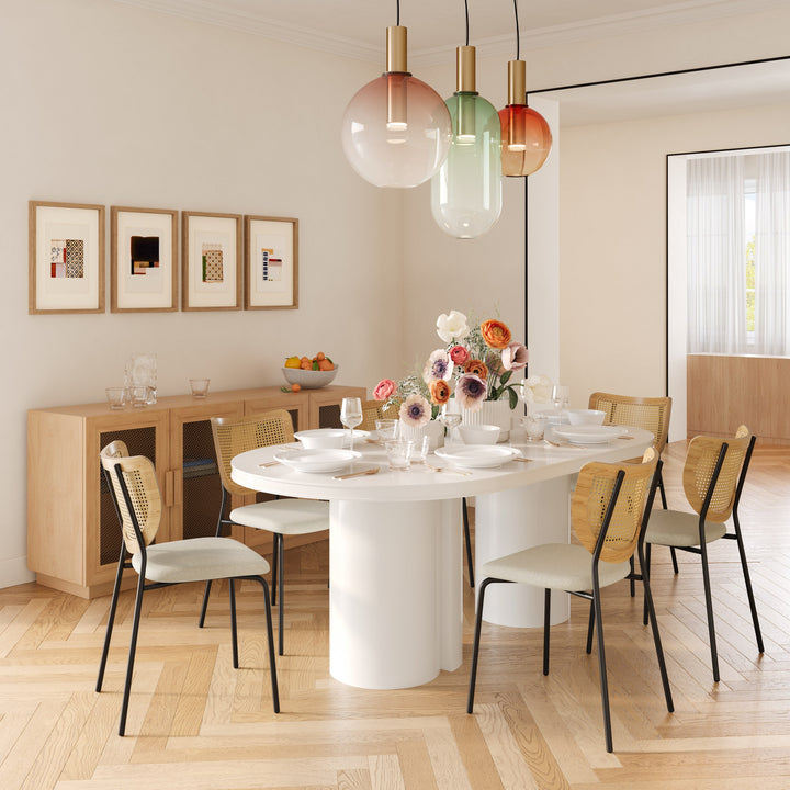 Elora 79" White Lacquer Oval Dining Table