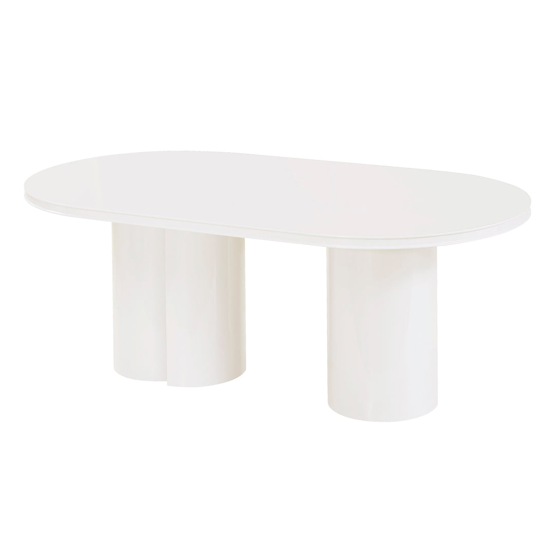 Elora 79" White Lacquer Oval Dining Table