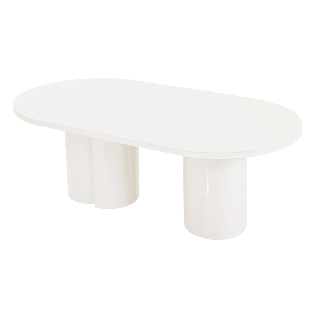 Elora 79" White Lacquer Oval Dining Table