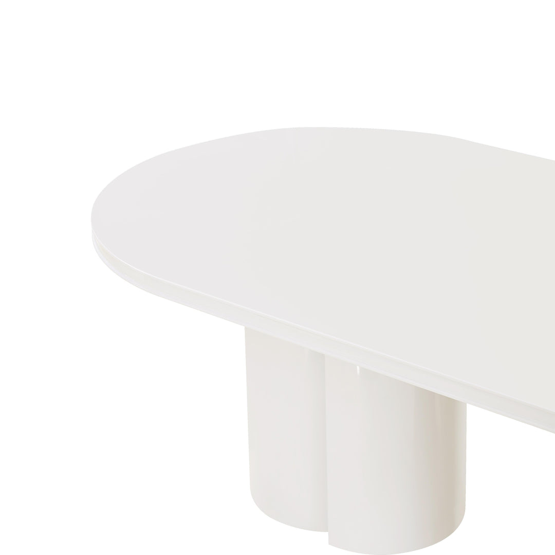 Elora 79" White Lacquer Oval Dining Table