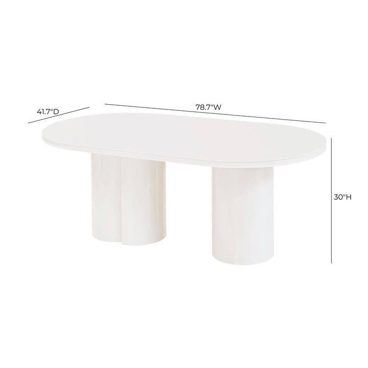 Elora 79" White Lacquer Oval Dining Table
