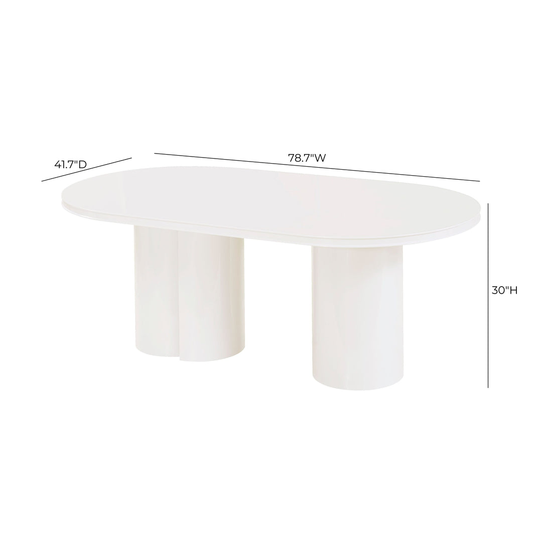 Elora 79" White Lacquer Oval Dining Table