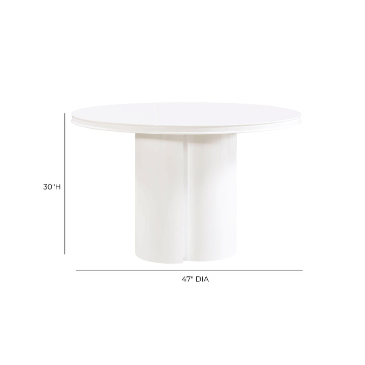 Elora 47" White Lacquer Round Dining Table