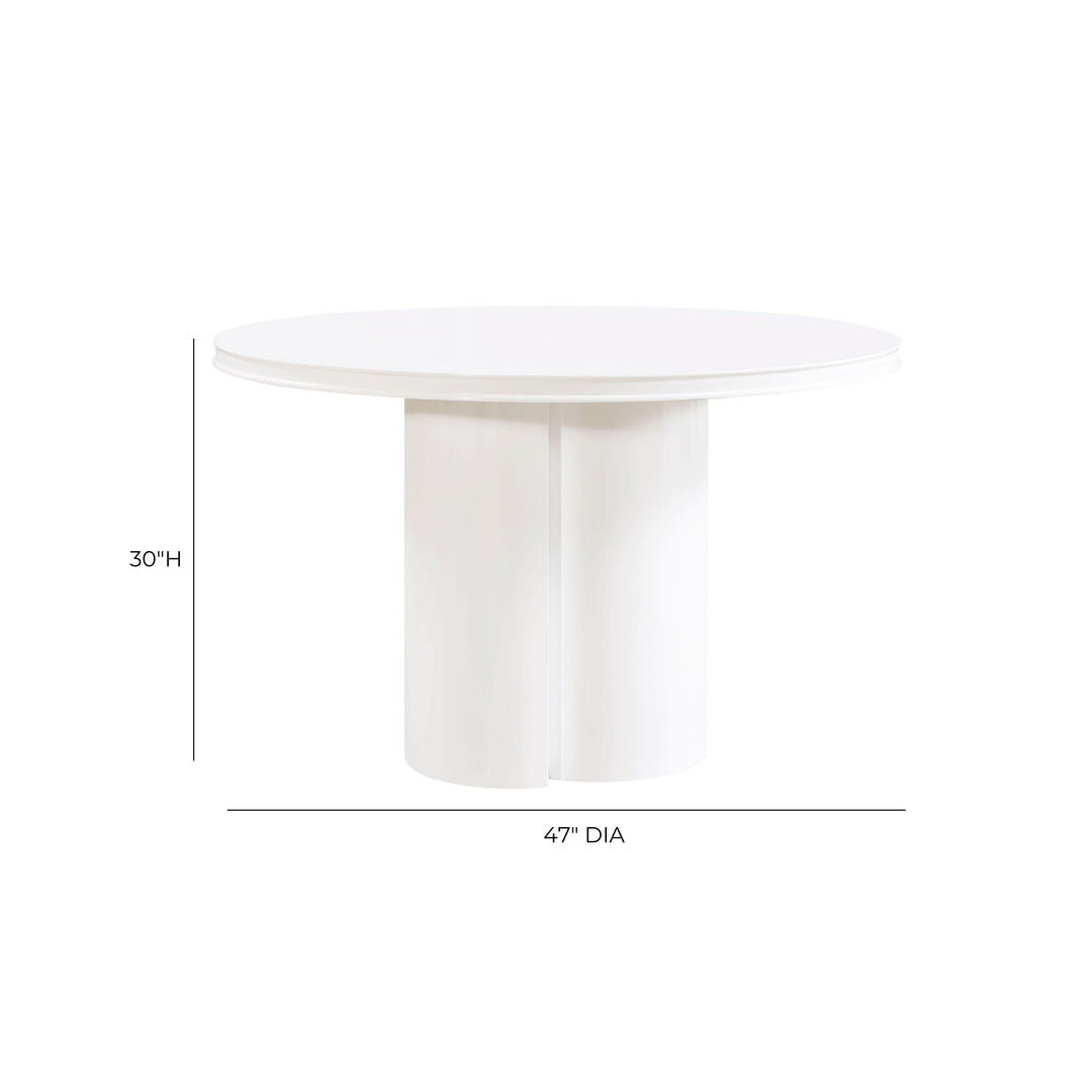 Elora 47" White Lacquer Round Dining Table