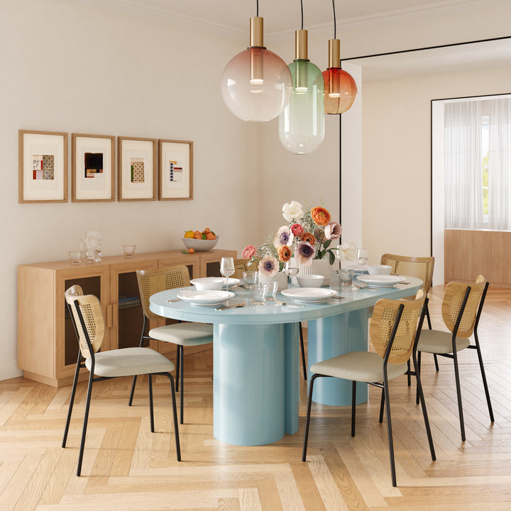 Elora 79" Blue Lacquer Oval Dining Table
