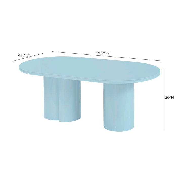 Elora 79" Blue Lacquer Oval Dining Table