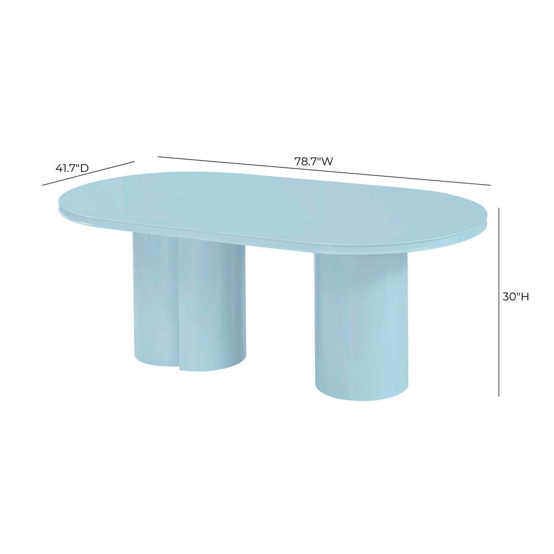 Elora 79" Blue Lacquer Oval Dining Table