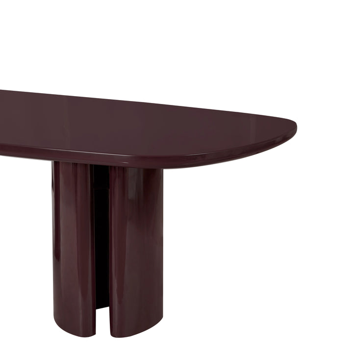 Zola 94.5" Burgundy Lacquer Oval Dining Table