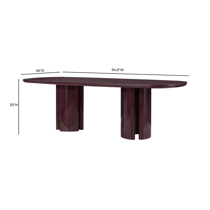 Zola 94.5" Burgundy Lacquer Oval Dining Table