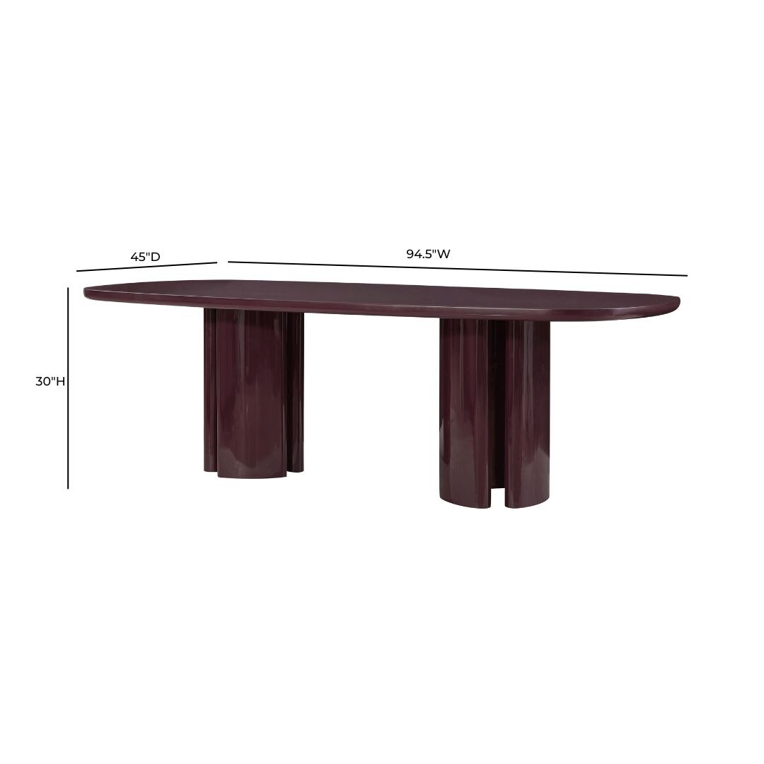 Zola 94.5" Burgundy Lacquer Oval Dining Table