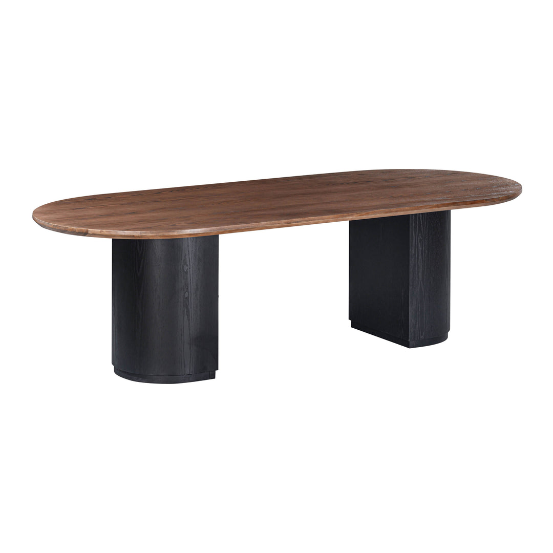 Marlow 102" Black &amp; Brown Two-Tone Wood Oval Dining Table