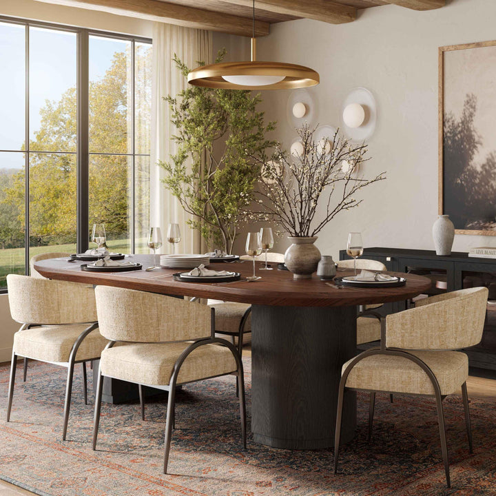 Marlow 102" Black &amp;amp; Brown Two-Tone Wood Oval Dining Table