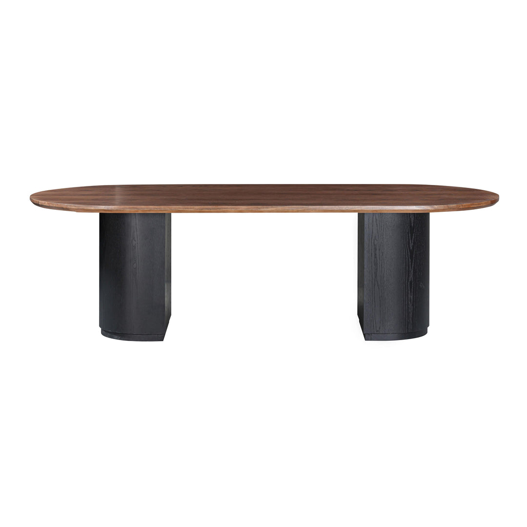 Marlow 102" Black &amp; Brown Two-Tone Wood Oval Dining Table