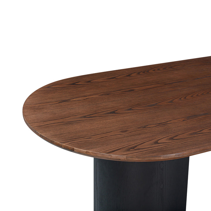 Marlow 102" Black &amp;amp; Brown Two-Tone Wood Oval Dining Table