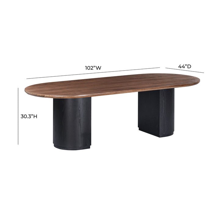 Marlow 102" Black &amp;amp; Brown Two-Tone Wood Oval Dining Table