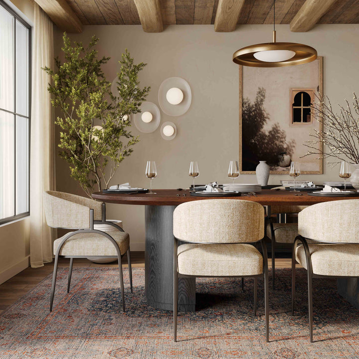 Marlow 102" Black &amp;amp; Brown Two-Tone Wood Oval Dining Table